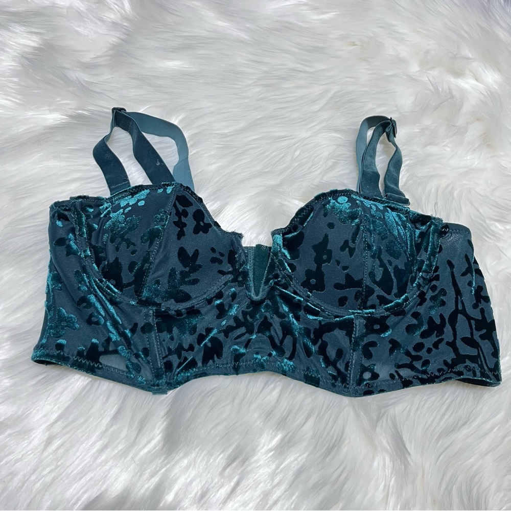 Dynamite green animal print‎ velvet corset bra size S